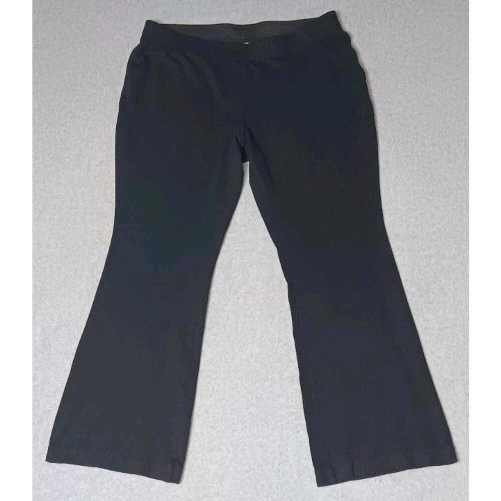 Chicos Career Wide Leg Womens Size 2 Black Elastic Waist Flare